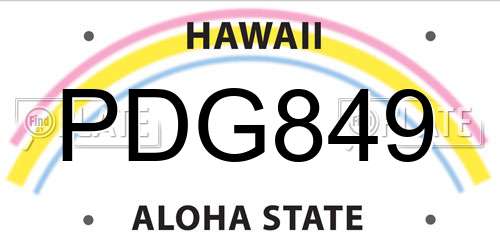 PDG849 Hawaii License Plate