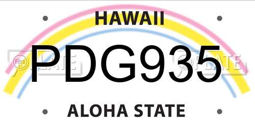 PDG935 Hawaii License Plate