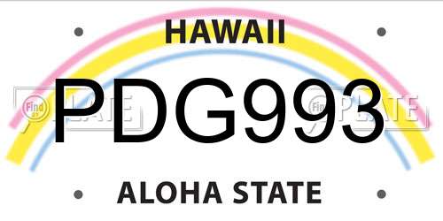 PDG993 Hawaii License Plate