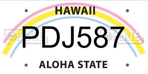 PDJ587 Hawaii License Plate