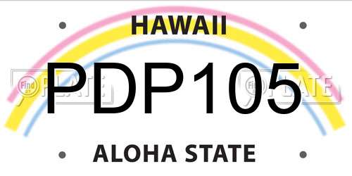 PDP105 Hawaii License Plate
