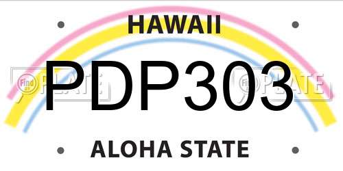 PDP303 Hawaii License Plate