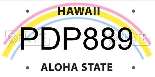 PDP889 Hawaii License Plate