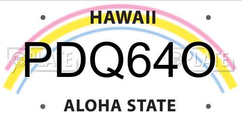 PDQ64O Hawaii License Plate