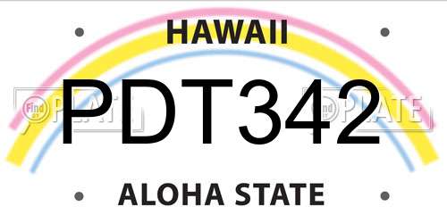 PDT342 Hawaii License Plate