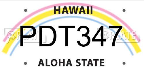 PDT347 Hawaii License Plate