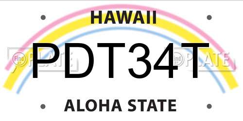 PDT34T Hawaii License Plate