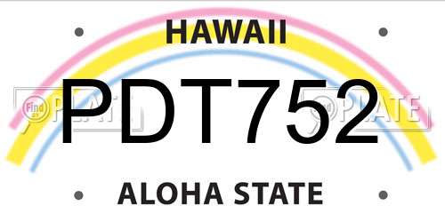 PDT752 Hawaii License Plate