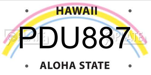 PDU887 Hawaii License Plate