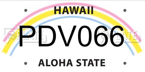 PDV066 Hawaii License Plate
