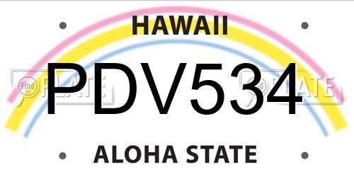 PDV534 Hawaii License Plate