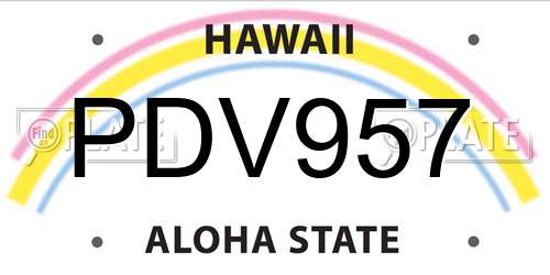 PDV957 Hawaii License Plate