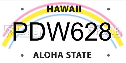 PDW628 Hawaii License Plate