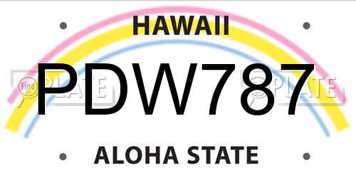 PDW787 Hawaii License Plate