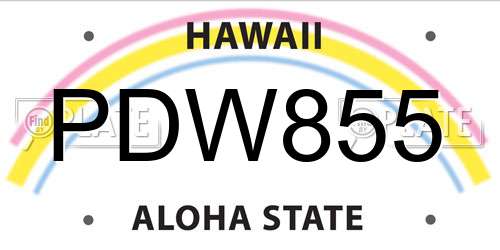 PDW855 Hawaii License Plate