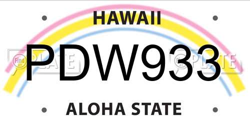 PDW933 Hawaii License Plate