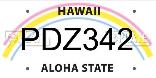 PDZ342 Hawaii License Plate
