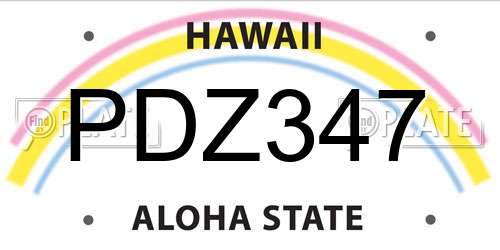 PDZ347 Hawaii License Plate