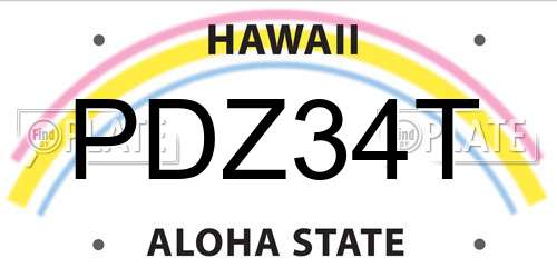 PDZ34T Hawaii License Plate