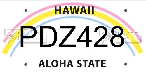 PDZ428 Hawaii License Plate