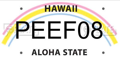 PEEF08 Hawaii License Plate