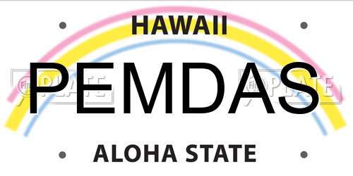 PEMDAS Hawaii License Plate