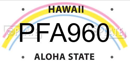 PFA960 Hawaii License Plate