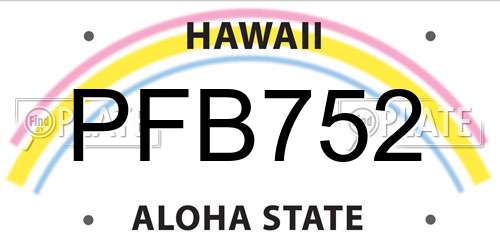 PFB752 Hawaii License Plate