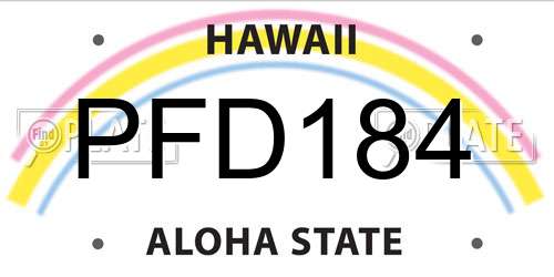 PFD184 Hawaii License Plate