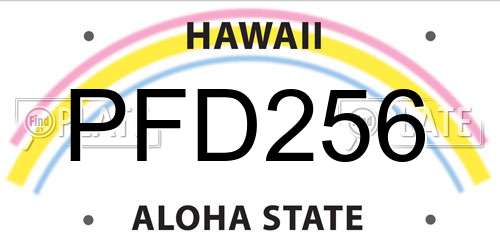 PFD256 Hawaii License Plate