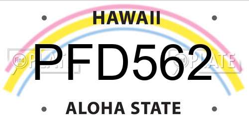 PFD562 Hawaii License Plate