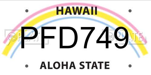 PFD749 Hawaii License Plate