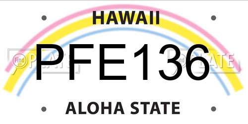 PFE136 Hawaii License Plate