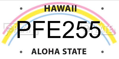 PFE255 Hawaii License Plate