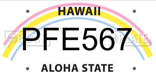 PFE567 Hawaii License Plate