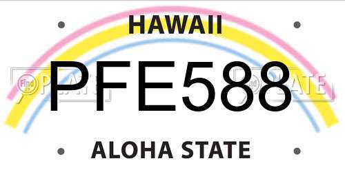PFE588 Hawaii License Plate