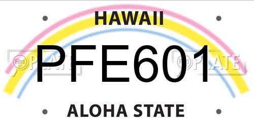 PFE601 Hawaii License Plate