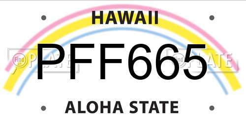 PFF665 Hawaii License Plate