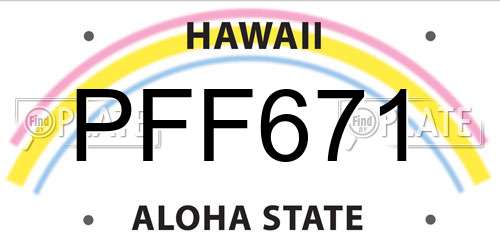 PFF671 Hawaii License Plate