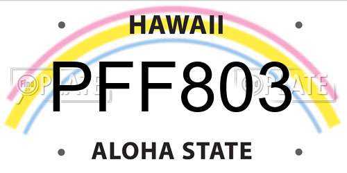 PFF803 Hawaii License Plate