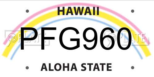 PFG960 Hawaii License Plate