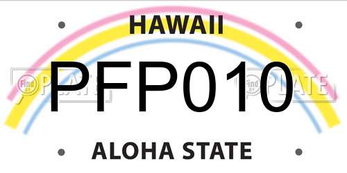 PFP010 Hawaii License Plate