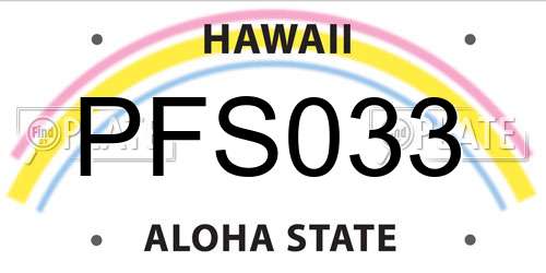 PFS033 Hawaii License Plate