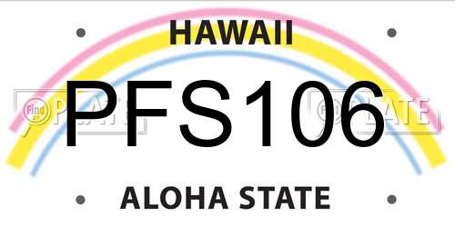 PFS106 Hawaii License Plate
