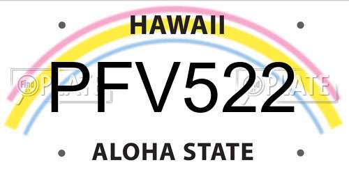PFV522 Hawaii License Plate