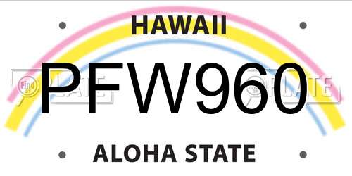PFW960 Hawaii License Plate