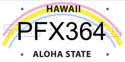 PFX364 Hawaii License Plate