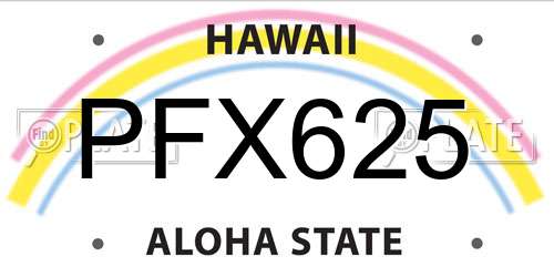 PFX625 Hawaii License Plate