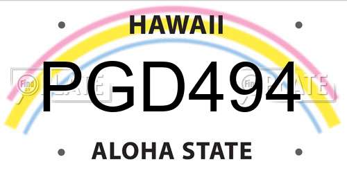 PGD494 Hawaii License Plate