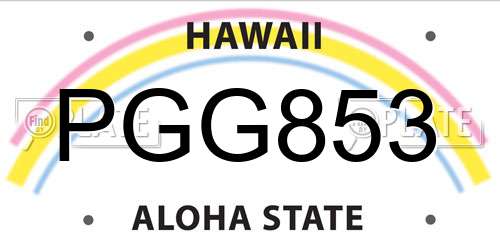 PGG853 Hawaii License Plate